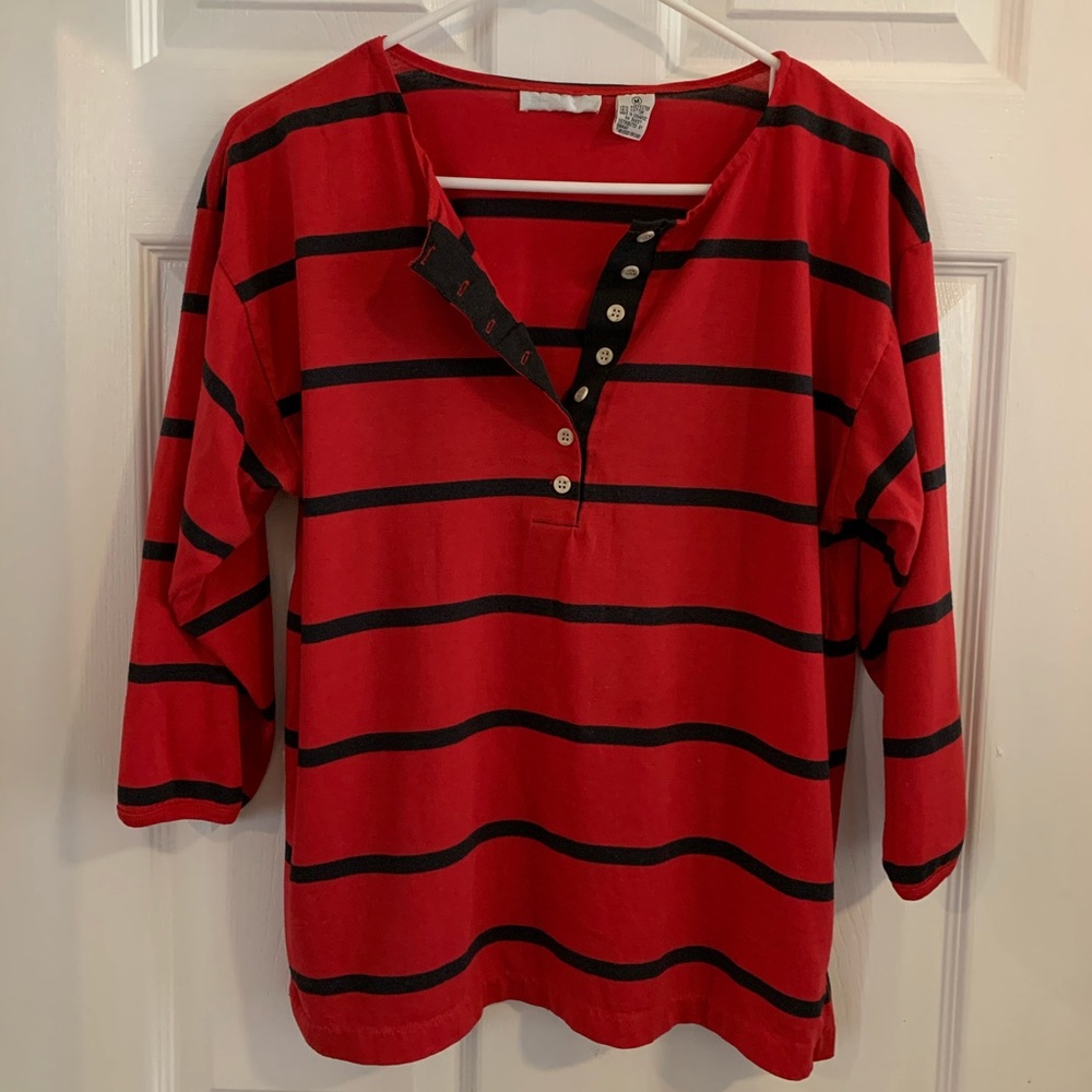 Vintage striped 3/4 length shirt